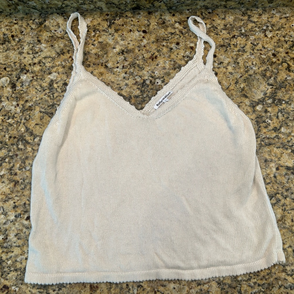 Reformation Cream Sweater/Knit Tank Top